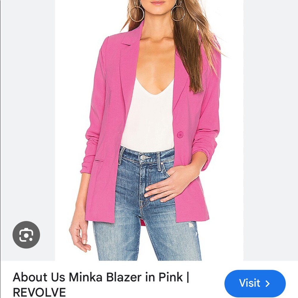 Minka- About Us - pink blazer